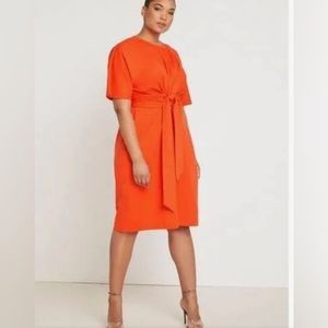 Eloquii Plus Size Women's Cross FrontFlutter Sleeve Dress Color-Vermill…